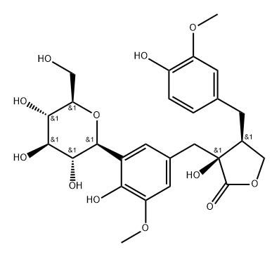 Nortrachelogenin-5'-C-beta-glucoside Struktur