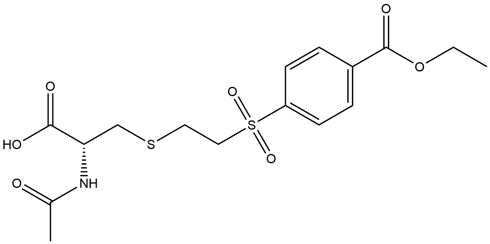 Benzoic acid, 4-[[2-[[2-(acetylamino)-2-carboxyethyl]thio]ethyl]sulfonyl]-, 1-ethyl ester, (R)- (9CI)