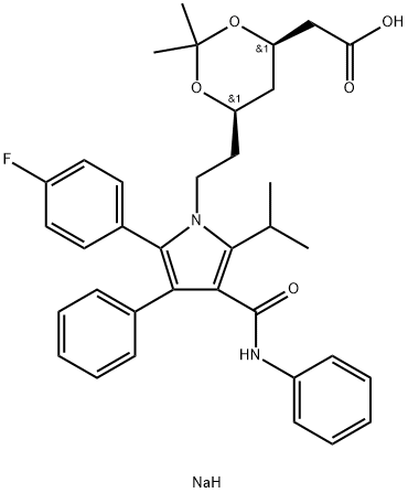 1,3-Dioxane-4-acetic acid, 6-[2-[2-(4-fluorophenyl)-5-(1-methylethyl)-3-phenyl-4-[(phenylamino)carbonyl]-1H-pyrrol-1-yl]ethyl]-2,2-dimethyl-, sodium salt (1:1), (4R,6R)-