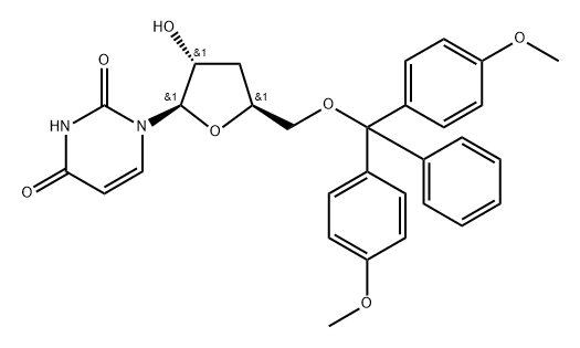 5’-O-DMTr-3’-deoxyuridine Structure