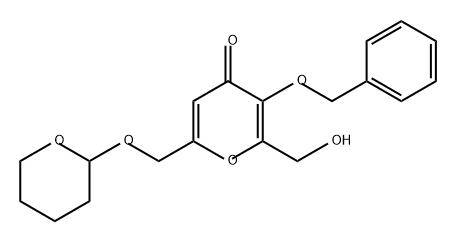 3-(苄氧基)-2-(羟甲基)-6-((四氢-2H-吡喃-2-基)氧基)-甲基)-4H-吡喃-4-酮 结构式