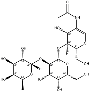 O-6-deoxy-a-L-galactopyranosyl-(1->2)-O-b-D-galactopyranosyl-(1->4)-2-(acetylamino)-1,5-anhydro-2-deoxy-D-arabino-Hex-1-enitol Structure