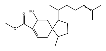 Spiro[4.5]dec-7-ene-8-carboxylic acid, 1-(1,5-dimethyl-4-hexenyl)-9-hydroxy-4-methyl-, methyl ester, [1S-[1α(R*),4β,5β(S*)]]- (9CI) 化学構造式