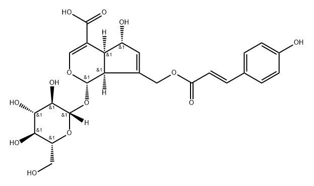 10-O-反式-P-香豆酰鸡屎藤次苷, 870785-25-4, 结构式