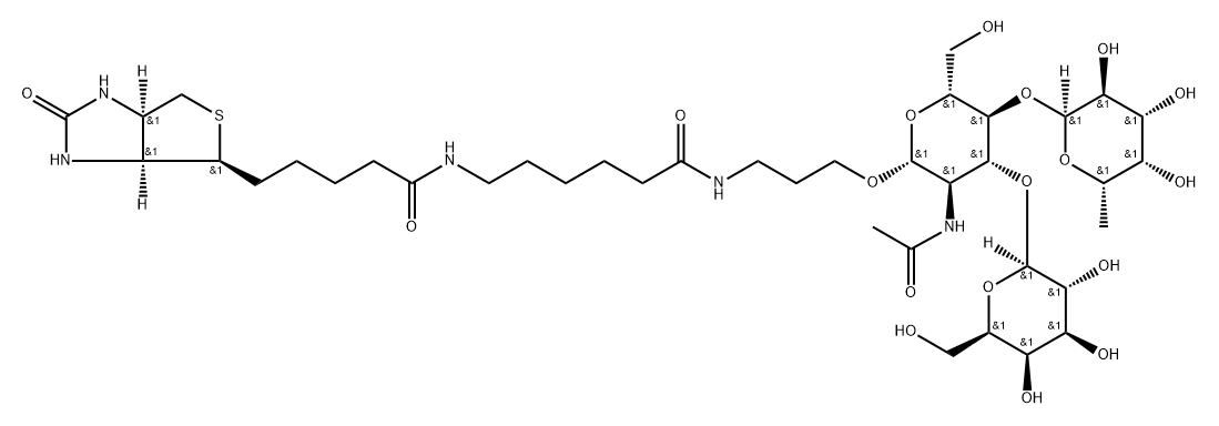 (3aS,4S,6aR)-N-[6-[[3-[[O-6-Deoxy-alpha-L-galactopyranosyl-(1-4)-O-[beta-D-galactopyranosyl-(1-3)]-2-(acetylamino)-2-deoxy-beta-D-glucopyranosyl]oxy]propyl]amino]-6-oxohexyl]hexahydro-2-oxo-1H-thieno[3,4-d]imidazole-4-pentanamide Structure