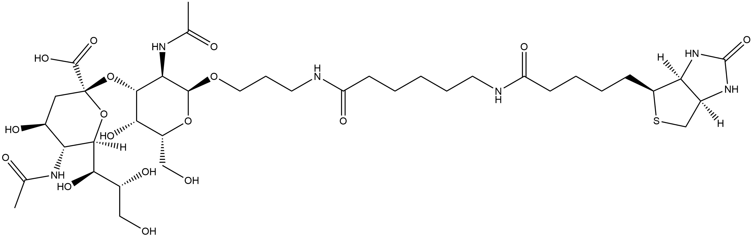 (3aS,4S,6aR)-N-[6-[[3-[[2-(Acetylamino)-3-O-(N-acetyl-α-neuraminosyl)-2-deoxy-α-D-galactopyranosyl]oxy]propyl]amino]-6-oxohexyl]hexahydro-2-oxo-1H-thieno[3,4-d]imidazole-4-pentanamide Structure