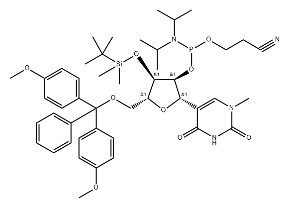 5'-DMT-3'-O-TBDMS-N1-Me-Pseudouricdine-CE-Phosphoramidite Structure