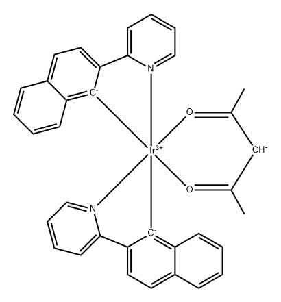 双(2-(萘-2-基)吡啶)(乙酰丙酮)铱(III), 878393-09-0, 结构式