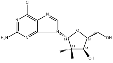 9H-Purin-2-amine, 6-chloro-9-[(2R)-2-deoxy-2-fluoro-2-methyl-β-D-erythro-pentofuranosyl]- 结构式