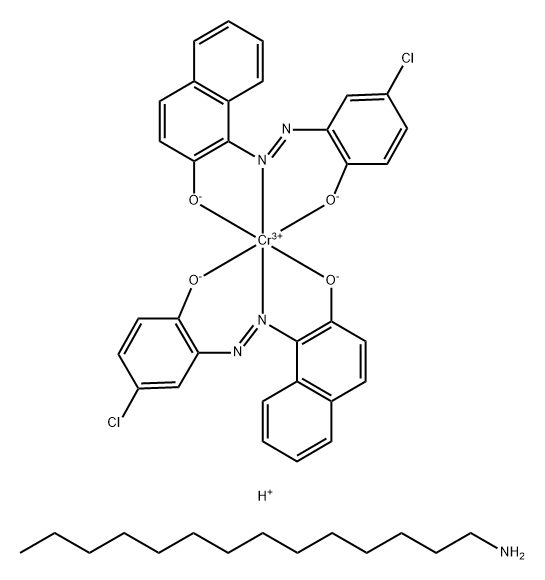 二[1-(5-氯-2-羟基苯基偶氮)-2-萘甲酸基]铬酸正十四铵 结构式