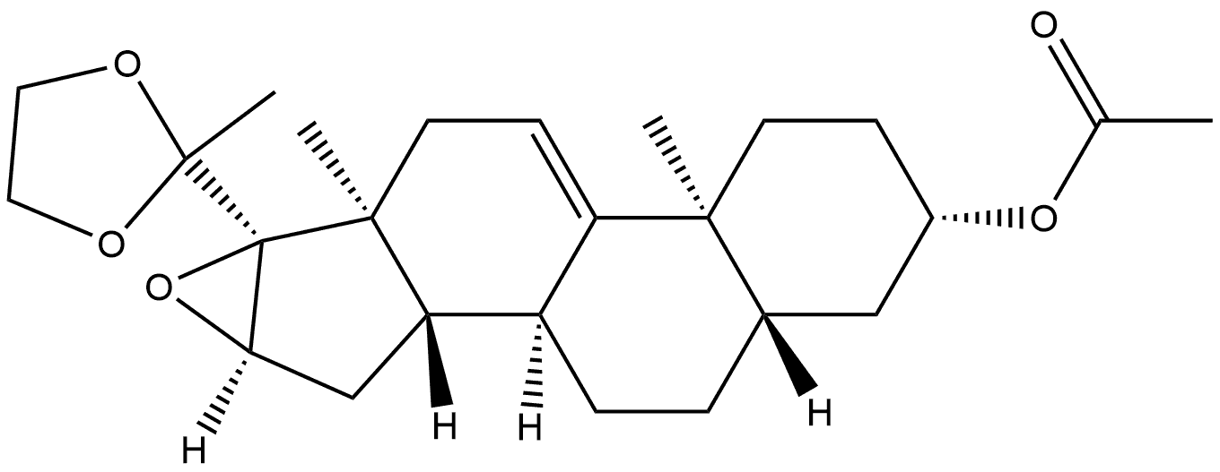 Pregn-9(11)-en-20-one, 3-(acetyloxy)-16,17-epoxy-, cyclic 20-(1,2-ethanediyl acetal), (3β,5α,16α)- (9CI)