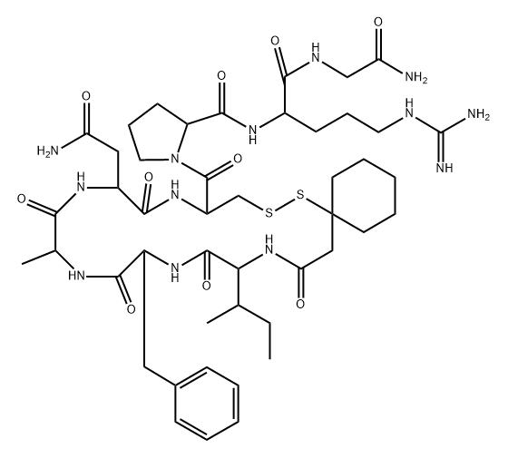 argipressin, (beta-mercapto-beta,beta-cyclopentamethylenepropionic acid)(1)-Ile(2)-Ala(4)- 化学構造式
