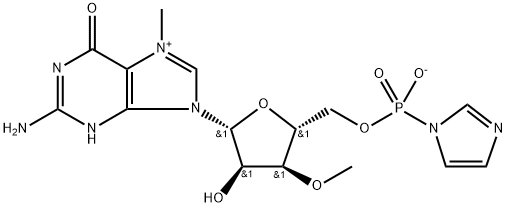 Guanosine, 7-methyl-3'-O-methyl-, 5'-(hydrogen P-1H-imidazol-1-ylphosphonate), inner salt Structure