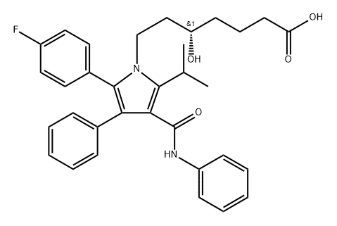 (S)-7-(2-(4-氟苯基)-5-异丙基-3-苯基-4-(苯氨羰基)-1H-吡咯-1-基)-5-羟基庚酸,887196-26-1,结构式