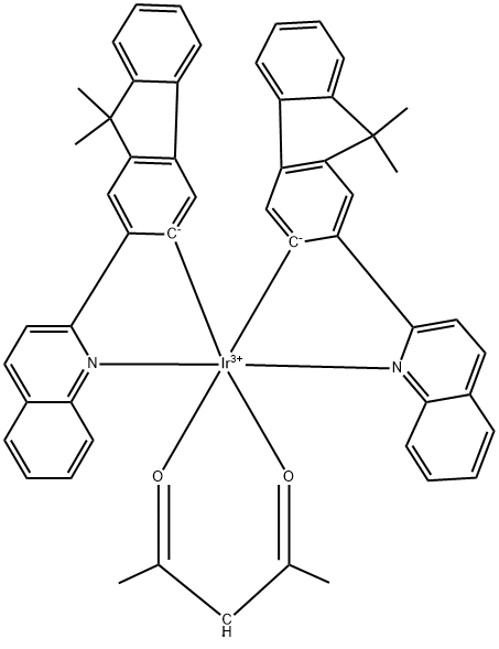 IR(FLQ)2(ACAC) [ビス[2-(9,9-ジメチル-9H-フルオレン-2-イル)キノリン](アセチルアセトナト)イリジウム(III)] 化学構造式
