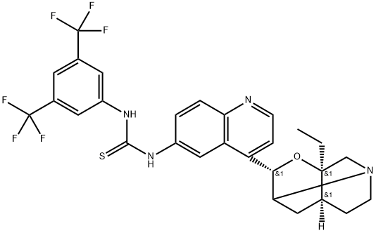 N-[3,5-bis(trifluoromethyl)phenyl]-N'-
[(3a,9S)-3,9-epoxy-10,11-dihydrocinchonan-6'-
yl]-Thiourea Structure