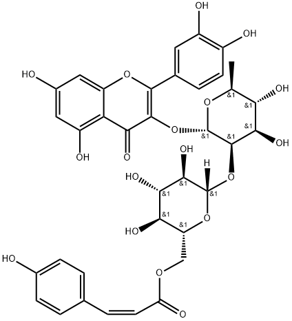 4H-1-Benzopyran-4-one, 3-[[6-deoxy-2-O-[6-O-[(2Z)-3-(4-hydroxyphenyl)-1-oxo-2-propen-1-yl]-β-D-glucopyranosyl]-α-L-mannopyranosyl]oxy]-2-(3,4-dihydroxyphenyl)-5,7-dihydroxy-