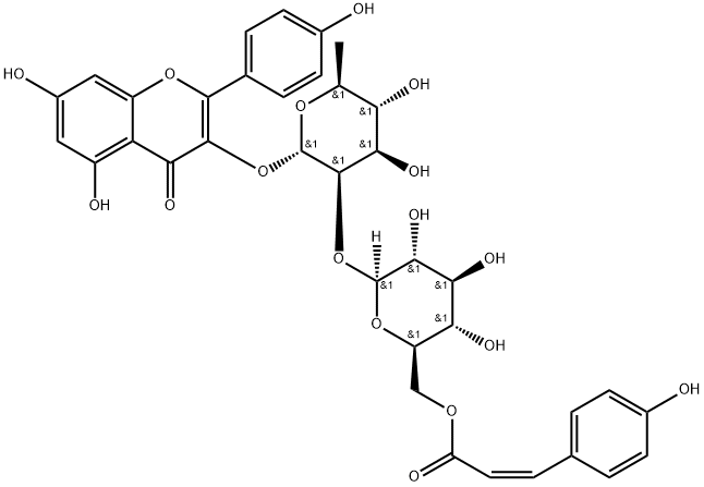 山奈酚 3-O-2''-(6''-P-顺式-香豆酰基)-葡萄糖鼠李糖苷,891194-27-7,结构式