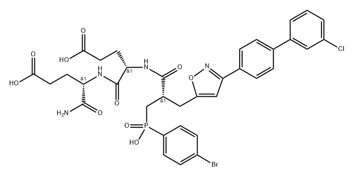 L-α-Glutamine, N-[(2S)-3-[(4-bromophenyl)hydroxyphosphinyl]-2-[[3-(3'-chloro[1,1'-biphenyl]-4-yl)-5-isoxazolyl]methyl]-1-oxopropyl]-L-α-glutamyl- Struktur