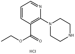 3-Pyridinecarboxylic acid, 2-(1-piperazinyl)-, ethyl ester, hydrochloride (1:2) 结构式