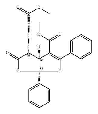 Furo2,3-bfuran-3,4-dicarboxylic acid, 2,3,3a,6a-tetrahydro-2-oxo-5,6a-diphenyl-, dimethyl ester, (3.alpha.,3a.alpha.,6a.alpha.)- 结构式