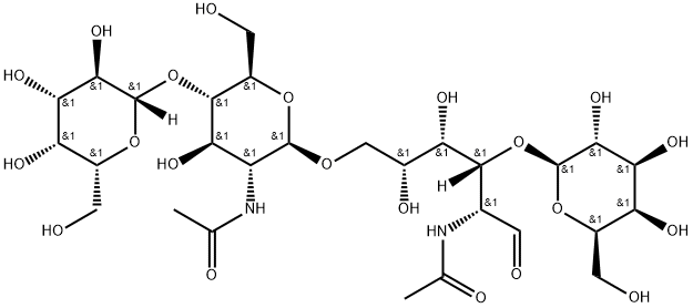 O-b-D-galactopyranosyl-(1->3)-O-[O-b-D-galactopyranosyl-(1->4)-2-(acetylamino)-2-deoxy-b-D-glucopyranosyl-(1->6)]-2-(acetylamino)-2-deoxy- D-Galactose Struktur