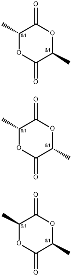 1,4-Dioxane-2,5-dione, 3,6-dimethyl-, (3R,6R)-, polymer with rel-(3R,6S)-3,6-dimethyl-1,4-dioxane-2,5-dione and (3S,6S)-3,6-dimethyl-1,4-dioxane-2,5-dione, 9051-89-2, 结构式