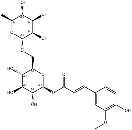 β-D-Glucopyranose, 6-O-(6-deoxy-α-L-mannopyranosyl)-, 1-[(2E)-3-(4-hydroxy-3-methoxyphenyl)-2-propenoate]|CLEMOMANDSHURICOSIDE B