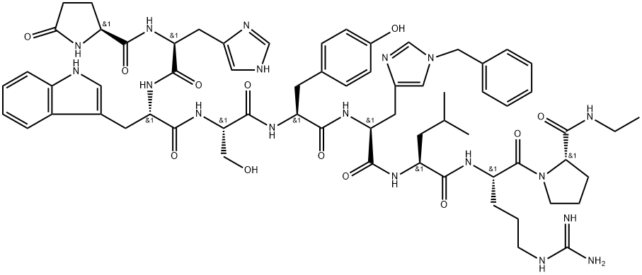 (Des-Gly10,His(Bzl)6,Pro-NHEt9)-LHRH 化学構造式