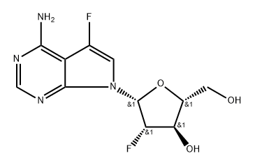 7H-Pyrrolo[2,3-d]pyrimidin-4-amine, 7-(2-deoxy-2-fluoro-β-D-arabinofuranosyl)-5-fluoro-,909101-48-0,结构式