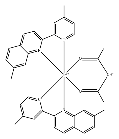 双[2-(2-甲基苯基)-7-甲基喹啉](乙酰丙酮)铱(III), 909542-64-9, 结构式