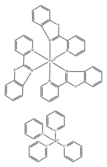 Iron(1+), tris2-(2-pyridinyl)benzothiazole-N2,N3-, bistetraphenylborate(1-) Struktur