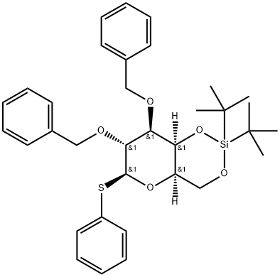 β-D-Galactopyranoside, phenyl 4,6-O-[bis(1,1-dimethylethyl)silylene]-2,3-bis-O-(phenylmethyl)-1-thio- Structure
