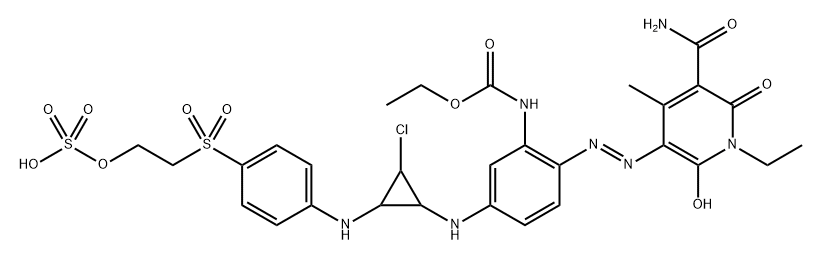 Carbamic  acid,  [2-[[5-(aminocarbonyl)-1-ethyl-1,6-dihydro-2-hydroxy-4-methyl-6-oxo-3-pyridinyl]azo]-5-[[2-chloro-3-[[4-[[2- Structure