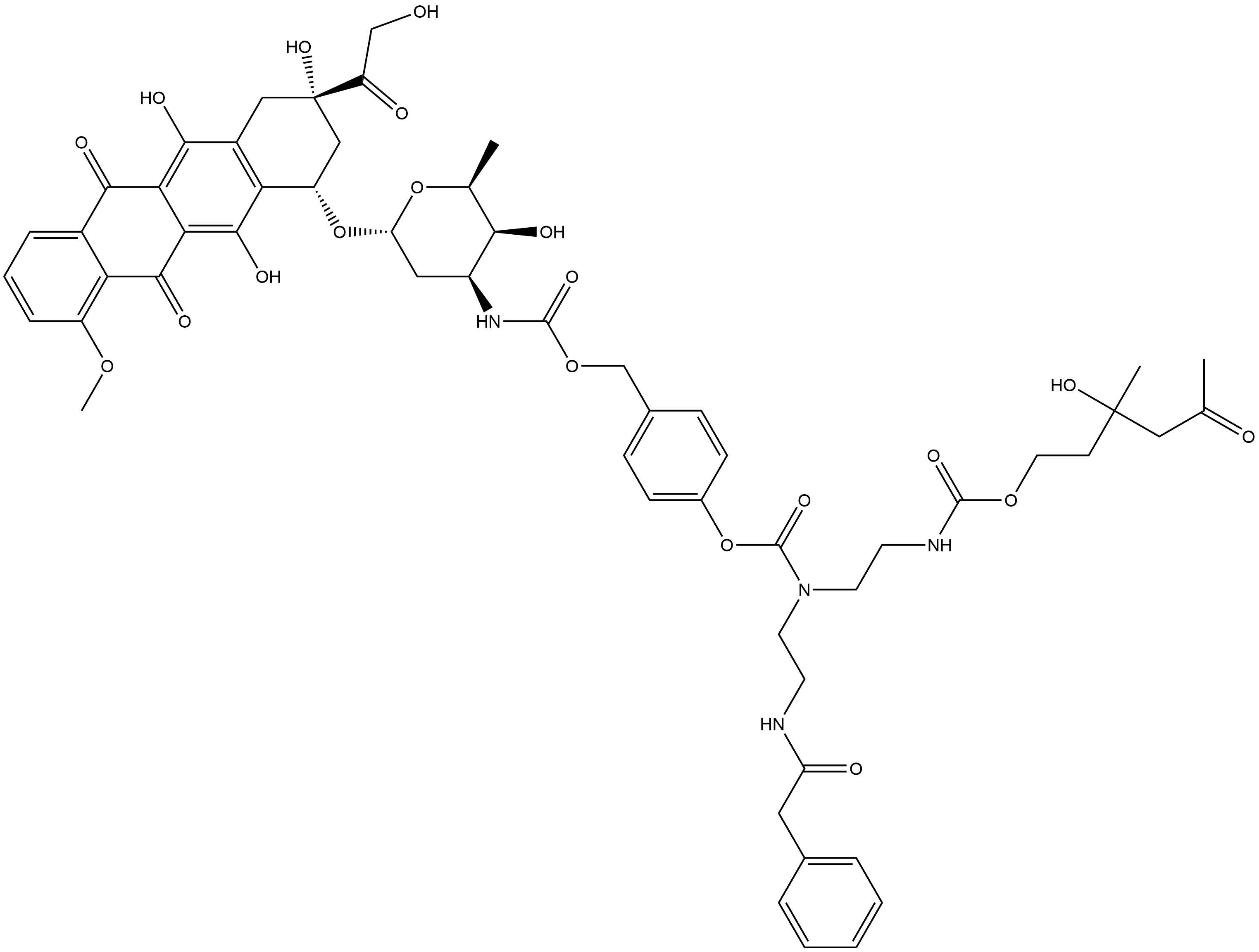 5,12-Naphthacenedione, 7,8,9,10-tetrahydro-6,8,11-trihydroxy-8-(2-hydroxyacetyl)-1-methoxy-10-[[2,3,6-trideoxy-3-[[[[4-[[[[2-[[[(3-hydroxy-3-methyl-5-oxohexyl)oxy]carbonyl]amino]ethyl][2-[(2-phenylacetyl)amino]ethyl]amino]carbonyl]oxy]phenyl]methoxy]carbonyl]amino]-α-L-lyxo-hexopyranosyl]oxy]-, (8S,10S)-