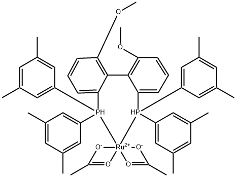 Bisacetato-[[(1R)-6,6'-dimethoxy-[1,1'-biphenyl]-2,2'-diyl]bis(dixylyl)phosphine]ruthenium(II) Struktur
