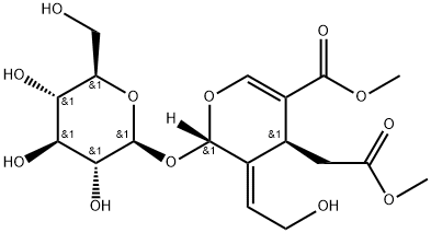 (5E,6S)-4β-(2-Methoxy-2-oxoethyl)-5-(2-hydroxyethylidene)-6α-(β-D-glucopyranosyloxy)-5,6-dihydro-4H-pyran-3-carboxylic acid methyl ester Structure