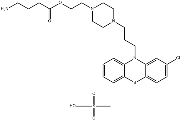Butanoic acid, 4-amino-, 2-[4-[3-(2-chloro-10H-phenothiazin-10-yl)propyl]-1-piperazinyl]ethyl ester, methanesulfonate (1:3) Struktur