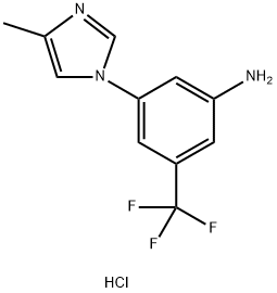 Benzenamine, 3-(4-methyl-1H-imidazol-1-yl)-5-(trifluoromethyl)-, hydrochloride (1:1) 化学構造式