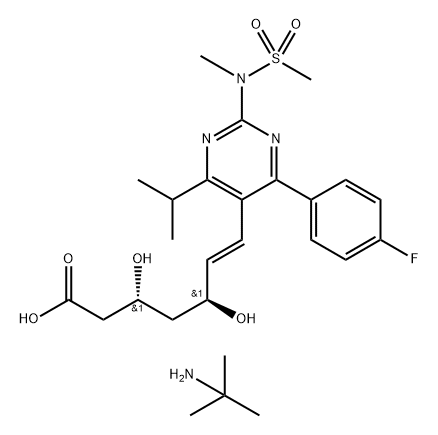 tert.butyl amine salt of (+)-(3R, 5S)-7[4-(4-Fluorophenyl)-6-Isopropyl-2 [methyl-(methylsulfonyl amino] pyrimidin-5-yl]-3,5- dihydroxy-6(E)- heptenoic acid Struktur