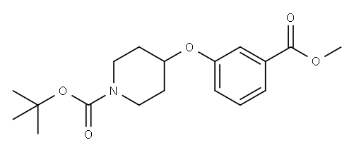 1-Piperidinecarboxylic acid, 4-[3-(methoxycarbonyl)phenoxy]-, 1,1-dimethylethyl ester Structure