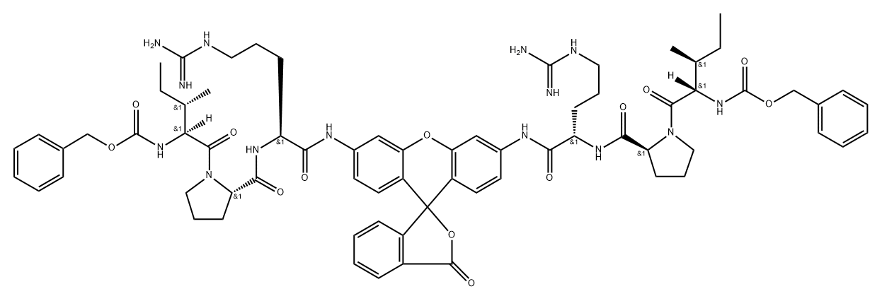 bis(benzyloxycarbonylisoleucyl-propyl-argininamide)rhodamine Struktur