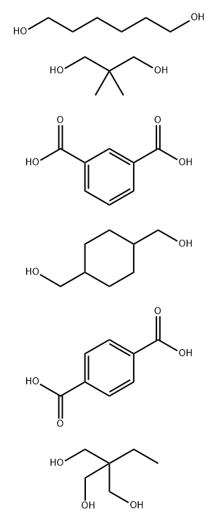 1,3-苯二羧酸与1,4-苯二羧酸、1,4-环己二甲醇、2,2-二甲基-1,3-丙二醇、2-乙烷基-2-(羟甲基)-1,3-丙二醇和1,6-己二醇的聚合物 结构式