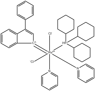 RutheniuM, dichloro(3-phenyl-1H-inden-1-ylidene)bis(pyridine)(tricyclohexylphosphine)-, (OC-6-13)- Structure