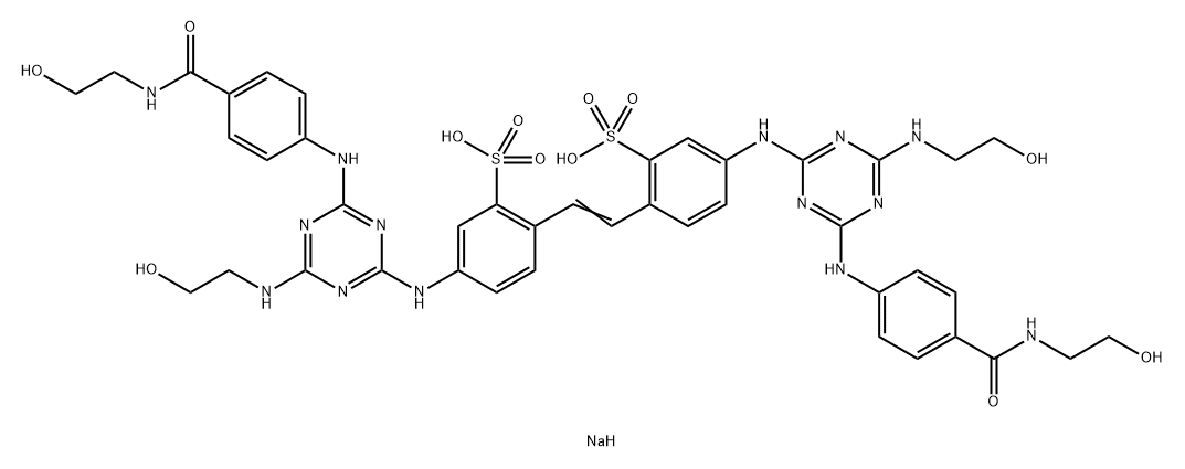92466-51-8 2,2'-(1,2-Ethenediyl)bis[5-[[4-[(2-hydroxyethyl)amino]-6-[[4-[[(2-hydroxyethyl)amino]carbonyl]phenyl]amino]-1,3,5-triazin-2-yl]amino] benzenesulfonic acid disodium salt