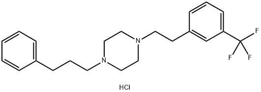 Piperazine, 1-(3-phenylpropyl)-4-[2-[3-(trifluoromethyl)phenyl]ethyl]-, dihydrochloride Struktur