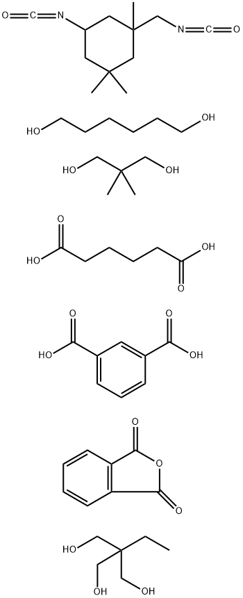 1,3-benzenedicarboxylic acid, polymer with2,2-dimethyl-1,3-propanediol,2-ethyl-2-(hydroxymethyl)-1,3-propanediol, hexanedioic acid,1,6-hexanediol, 1,3-isobenzofurandione and5-isocyanato-1-(isocyanatomethyl)-1,3,3-trimethylcyclohexane Struktur