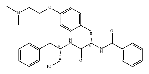 (S)-2-[[N-ベンゾイル-O-[2-(ジメチルアミノ)エチル]-L-チロシル]アミノ]-3-フェニル-1-プロパノール 化学構造式