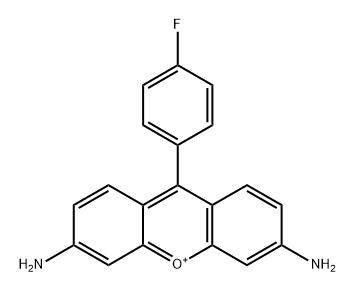 3-イミニオ-6-アミノ-9-(4-フルオロフェニル)-3H-キサンテン 化学構造式