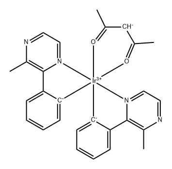 乙酰丙酮酸二(2-甲基-3-苯基吡嗪-C2,N)合铱, 939959-64-5, 结构式
